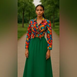 Live For Truth Colorful Art You Can Wear Eye Abstract Front Knot Cropped Top Med